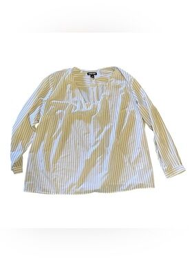 Lands End Striped Blouse Scoop Neck Plus Size 1X (16W-18W)